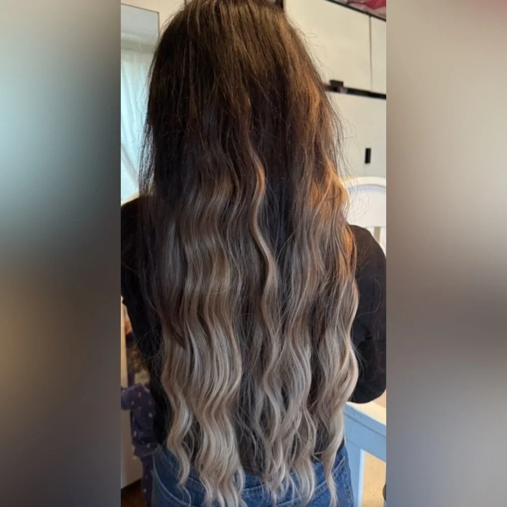 Volumizing Medium Ash Blonde Balayage Clip in hair extensions 22 in